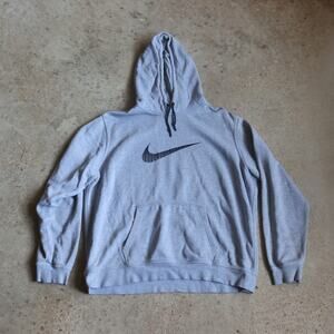 Nike Gray Pullover Hoodie XXL Black Swoosh Graphic Sweatshirt